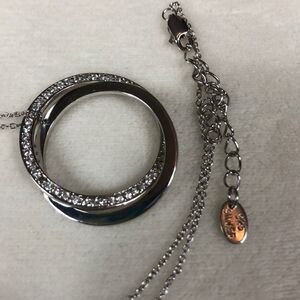 925 pendant and chain bling two circles clavicle